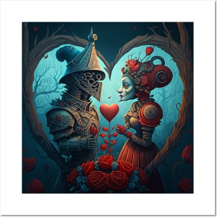 Weird futuristic robotic love but the heart is universal. Posters and Art